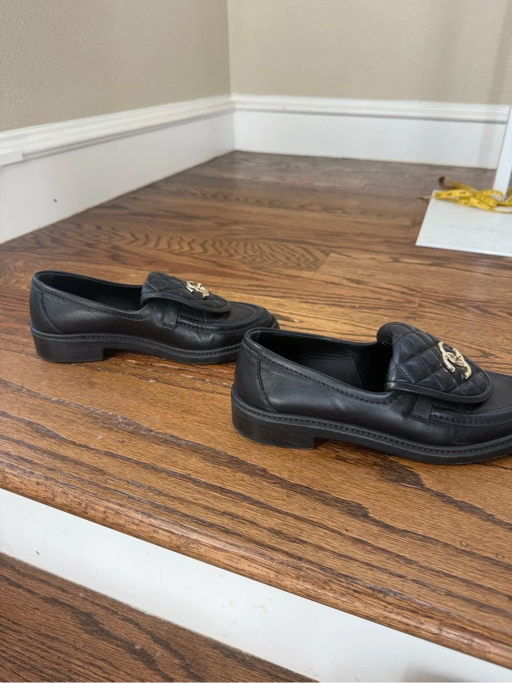 CHANEL Quilted Lambskin Moccasins Loafers Size 37